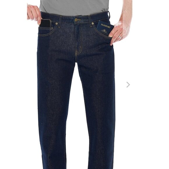 AVIATOR USA Mens Jeans The Concorde Travel Dark Wash Slim Fit 31 Hidden pockets - Picture 1 of 16